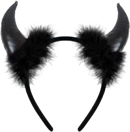 GDLOKFU Serre-Tête Cornes de Diable Halloween, Bandeau Cornes Démon Noires et Rouges, Accessoire Déguisement Femme Homme Enfant, Oreilles de Diable pour Carnaval Cosplay Soirées Déguisées (Noir)