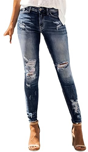 Jeans Skinny déchirés pour Femmes, Pantalons en Denim Extensibles