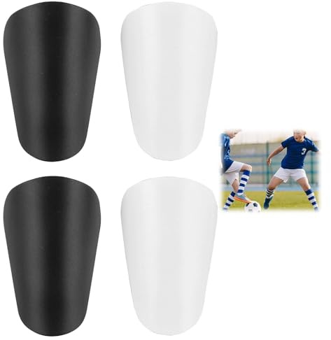 4 Piezas Mini Espinilleras Futbol Niño, Espinilleras Fútbol Infantil Pequeñas 6×10 cm S, Protector Tibial Ligero para Entrenamientos y Partidos para Niños y Niñas (Negro & Blanco)