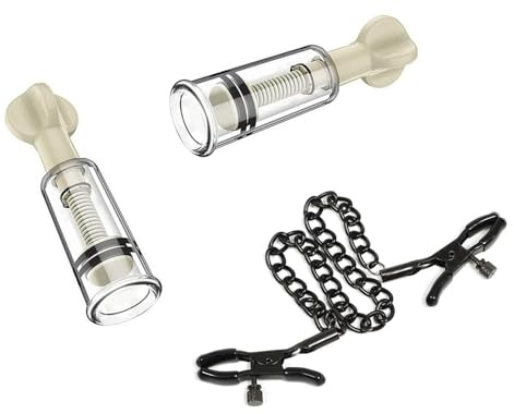 Adjustable Chain Nipple Clamps,Nipple Suckers and Nipple Clips,Black