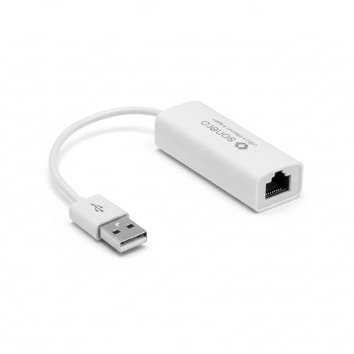 sonero Adattatore LAN USB 2.0, adattatore da USB-A a Ethernet RJ45, adattatore di rete USB da 100 Mbps, contatti placcati in oro, compatibile con laptop e MacBook, bianco, 0,20 m