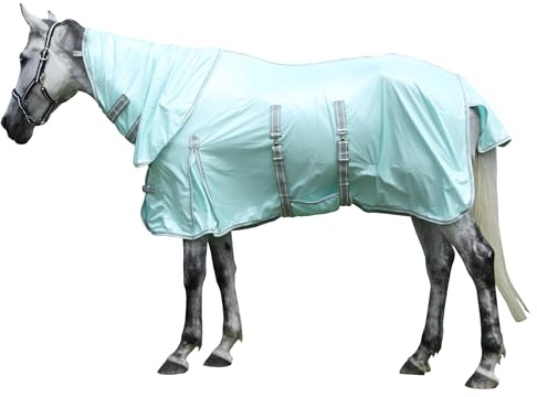 Gallopoff Couverture Anti-Mouches avec Couvre-Cou Amovible, Vert 140 cm