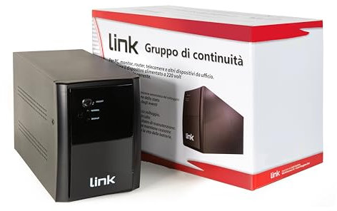 LINK LKUPS1200 gruppo di continuità 1200VA/720Watt custodia in metallo con 4 prese IEC C13 e cavo alimentazione spina italiana dimensioni compatte 39,5x19,5x27,5cm protezione dispositivi elettronici