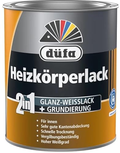 düfa 2in1 Heizkörperlack 750 ml glänzend Weißlack + Grundierung Acryllack weiß