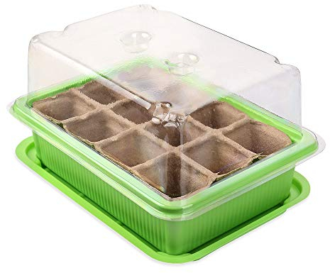 Schramm® Anzucht Set Gewächshaus Anzucht Schale Töpfe Zimmergewächshaus 20,5 x 15,5 x 11 cm für 12 Anzuchttöpfe Anzuchtset Mini-Gewächshaus