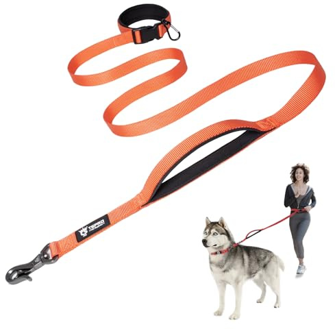 TSPRO Correas Manos Libres para Ajustable Perros Correa para Perros Correa para Caminar y Correr con Mango Acolchado Suave y Hebilla de Metal para Perros de Tamaño Mediano a Grande (Naranja)