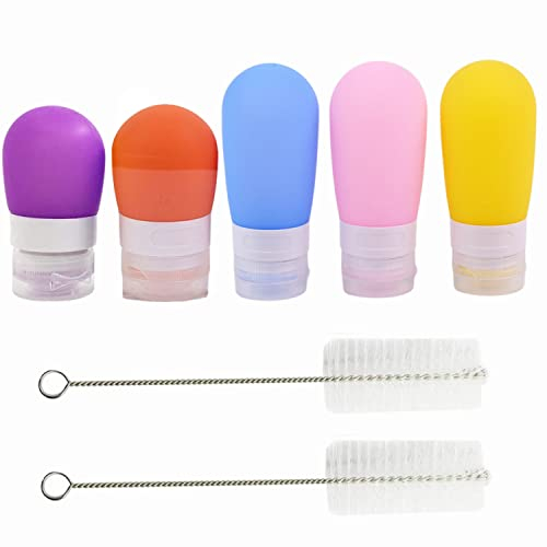 Accfore Lot de 5 bouteilles à vinaigrette à presser de 36,9 g et 56,7 g, conteneurs à sauce portables, bouteilles à condiments anti-fuite pour le stockage des aliments