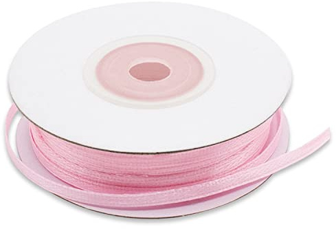 Nastro Rosa in Doppio Raso 3 mm, Nastro Bobina Satinato per Bomboniere Regalo Matrimonio Battesimo Comunione Cresima Cerimonia Natale, Rotolo da 50 metri mt