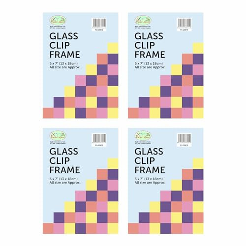 Pack of 4 - Clip Frames Glass Front 5 x 7” Frameless Clip Frames For Home and Office Photo Frames Picture Poster Frames 13cm x 18cm – Perfect for Wall Decoration