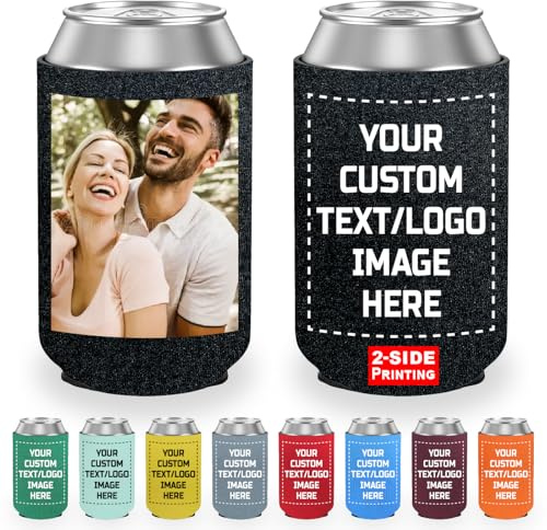 Raffreddatori personalizzati per lattine di birra, testo con immagine personalizzata su custodie isolate per bottiglie di bevande, design tuo, perfetti per matrimoni, riunioni di compleanno, feste
