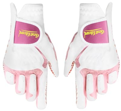 Scott Edward 1 Pair Microfiber Women's Golf Gloves Both Hand, 2 Pack Left Right Hand Nylon Buckle Ladies Sports Gloves, Non-slip Wear-resistant Gloves, Enhanced Grip And Comfort (Pink, 21)