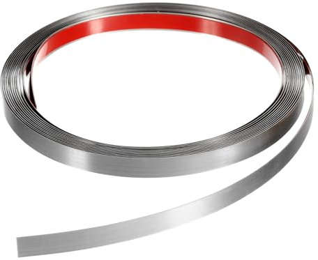 QUARKZMAN 16,4Ft x 0,39 Garniture Murale, Cadre de Garniture de Moulure à Décoller et à Coller, Garniture de Bande Métallique de Finition Brossée en Acier Inoxydable auto-Adhésive, Argent