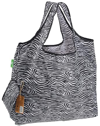 ECO CHIC Wiederverwendbare Einkaufstasche, faltbar, wasserfest, Zebra-Streifen, Market Master