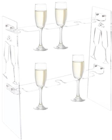 PH PandaHall Portabicchieri Da Champagne In Acrilico A 2 livello, Supporto per Calici Da Champagne, Supporto per Calici Da Vino, Espositore per Picnic Casa Feste Matrimoni Estivi, Contiene 10 tazza