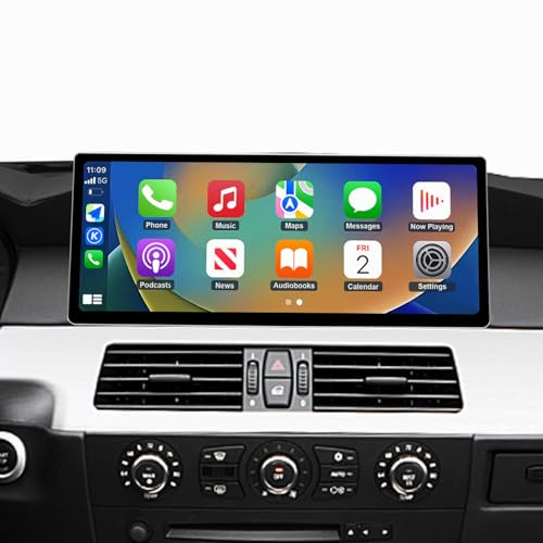 Road Top CarPlay Car Radio Coche, 12,3 Pulgadas Pantalla Táctil de para BMW Serie 5 E60/E61 con CCC Sistema (2003-2008 Año), Estéreo de Coche con Bisel Estrecho para CarPlay/Android Auto/MirrorLink