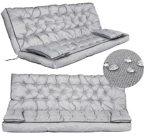 GARDEN KING ROYAL REST Ensemble de Coussins de Jardin pour Banc ou balançoire Hollywood, Coussins matelassés avec Passepoil et Sangles de Fixation, Coussin Palette, Taille L