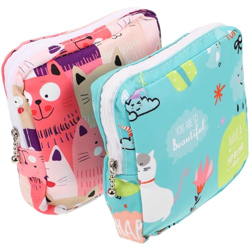 TEHAUX 2 Bolsas Portátiles para Almacenamiento de Toallas Sanitarias y Tampones, Algodón Resistente, Diseño Compacto y Privacidad para Viajes