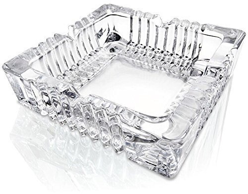Deli Green Apple No. 2049 Crystal Heavy Glass Ashtray for Indoor and Outdoor Decorative (Square)