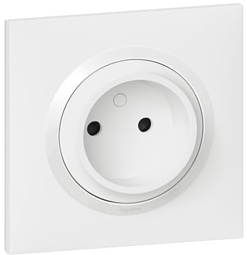 Legrand 600734 Prise de courant 2P à puits 16A dooxie one livrée avec plaque carrée blanche et griffes