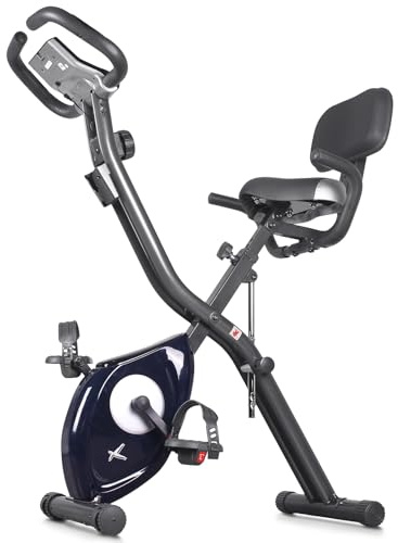 leikefitness LEIKE X Bike Ultra-Quiet Folding Exercise Bike, Magnetic Upright Bicycle with Heart Rate,LCD Monitor and easy to assemble (BLUE)