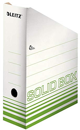 Leitz Solid Box Archiv Stehsammler, 100 mm Rückenbreite, Archivboxen zur Aufbewahrung von Zeitschriften und Mappen im A4- und US-Format, Zeitschriftensammler Pappe, 10 Stück, Weiß/Hellgrün, 46070050