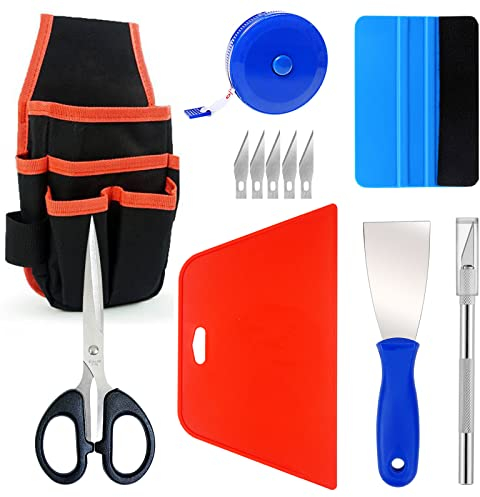 Ewrap Tapetenwerkzeuge Tapetenaufhängeset mit Werkzeugtasche, Trimmwerkzeug, Rakel, Farbschaber, Pinsel, Maßband