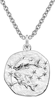 trendor Sternzeichen Fische mit Halskette 925 Silber Ø 16 mm Tierkreiszeichen Anhänger Sterlingsilber für Damen, Herren oder Kinder, 08441-03-45 45 cm