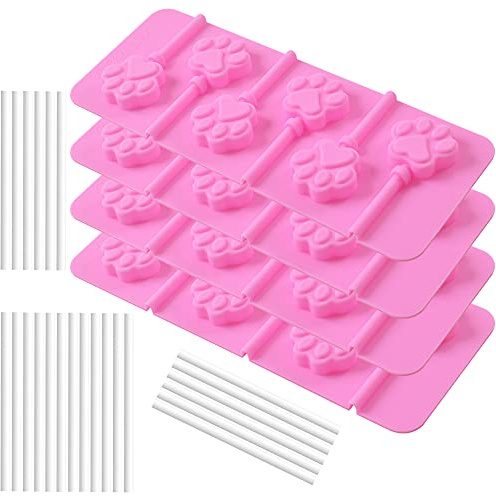 Newk Lutscher-Silikonform, 4 Packungen mit 6 Mulden, antihaftbeschichtete Pfoten-Silikonformen für Lutscher, Schokolade, Süßigkeiten