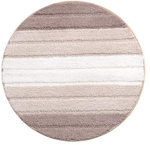 LLWYH Badteppich rutschfeste Saugfähige Matte Aus Rundem Gestreiftem Teppich Aus Mikrofaser 80cm im Durchmesser Hellbraun