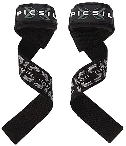 PICSIL Sangles de Tirage Musculation – Lifting Straps avec Rembourrage Poignet pour Haltérophilie, Deadlift & Cross Training (Noir)