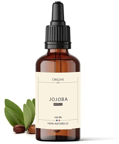 Origine Bio - 100ml Huile De Jojoba - Pressée à Froid 100% Pure et Naturelle Cheveux Peau Visage Corps Barbe - Marque Française - Bouteille en Verre Corps Visage Massage Jojoba oil