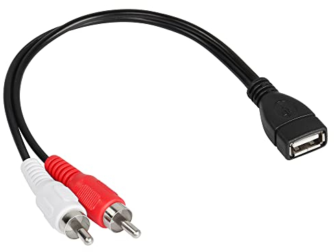 CERRXIAN USB auf 2 RCA Kabel, USB 2.0 A Buchse auf 2 RCA Stecker, Audio Video AV Composite Adapterkabel für TV/Mac/PC (0,15 m)