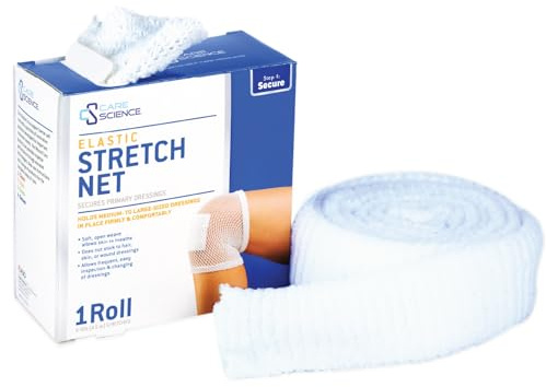 Care Science Elastic Stretch Net, 1 Roll, 5 Yards | Premium First Aid Wound Care, Secures Wound Dressings Firmly & Comfortably in Place