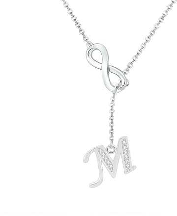 SAMINO Collier Infinite 26 Lettres Initiales Pour SœUrs Et Amies, Initiale En Argent Pour Femmes Et Filles, Cadeaux D'Anniversaire, De NoëL, De Remise De DiplôMe Pour Amies (M)