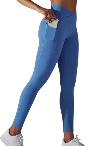 JTSONN Leggings de Sport pour Femmes Taille Haute Long Opaques Pantalons de Yoga avec Poches Collants de Fitness Yoga Gym Course