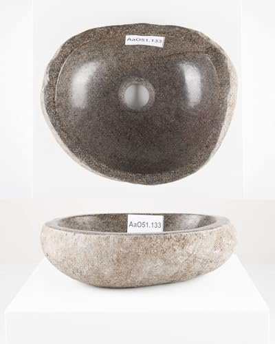 Naturstein Waschbecken 30 cm oval in grau von WOHNFREUDEN - Mit Unikatauswahl