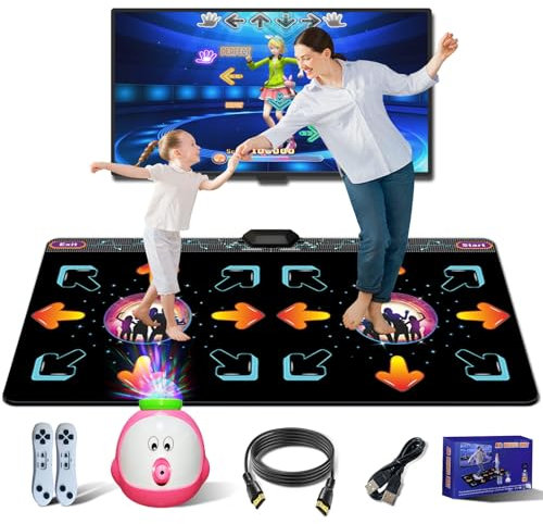 YRPRSODF Dance Mat for Kid & Adult, Double Dance Mats for TV, Electronic Dance Pad Game with Camera, Exercise Dance Game for TV,Plug and Play Dancing Mat for Family Games, Xmas Birthday Gifts Ideas