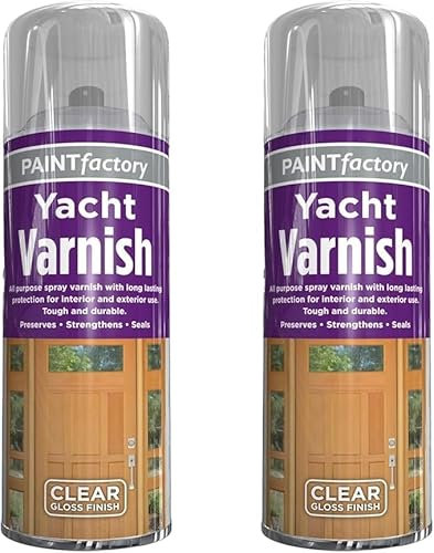 MIXEL All Purpose Yacht Varnish, Professional Gloss Finish Spray Wood Colour Paint, Interior and Exterior Application, Fast Drying Sealer, Easy to Apply, 400ml (Pack of 2)