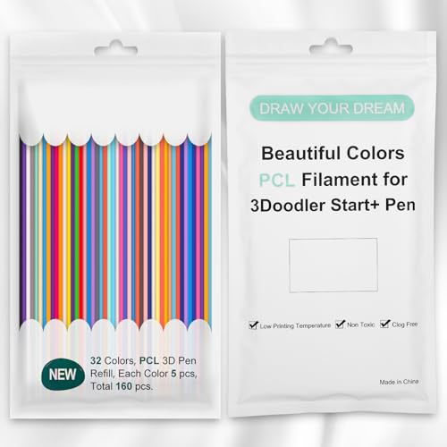 160PCS 3D Pen Filament Refills, 32 Colors 3D Pen Refills Compatible with 3Doodler,3D Pen Filament 2.5mm Pcl,Low-Temp,Non-Toxic,Kids & Art Projects（No 3D Pen Included）
