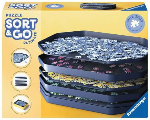 Ravensburger - Trieur de pièces de Puzzle - pour Puzzles de 1000 à 3000 pièces - Empilable - 6 bacs de tri en Plastique - 2001676