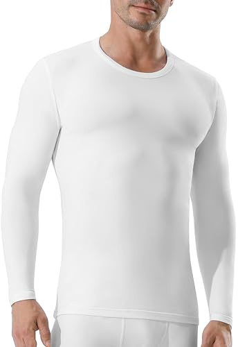 Channo T-Shirt Thermique Manches Longues : Haut pour Homme pour Le Sport en Hiver Blanc L