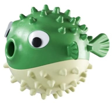 Xnuiasqe Balle de nourriture pour chien en forme de poisson, jouet à mordre molaire, balle de nettoyage des dents de chien, jouet à mâcher vert