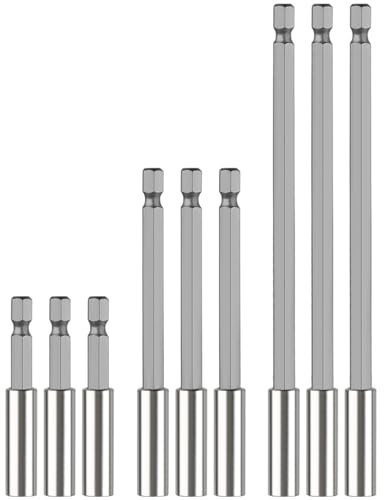 EMNIMQ 9 Pack Screwdriver Bits Magnetic 1/4 Porte Embouts Magnétique Extension Tige Hexagonale Embout Visseuse Rallonge Visseuse Support de 60/100/150 mm, Tige D'extension de Foret
