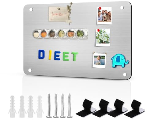 CEWROM Magnettavla magnetboard, 43,5 x 30 cm stor magnetisk vägg för barn, rostfritt stål magnetisk tavla liten att hänga upp, magnetisk krittavla för att visa upp anteckningar, foton, kryddglas