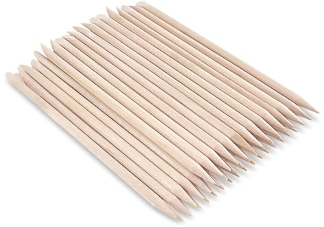 50 Pcs Orange Wood Sticks for Nails, 4.5 Cuticle Sticks, Double Sided Nail Tools for Manicure and Pedicure