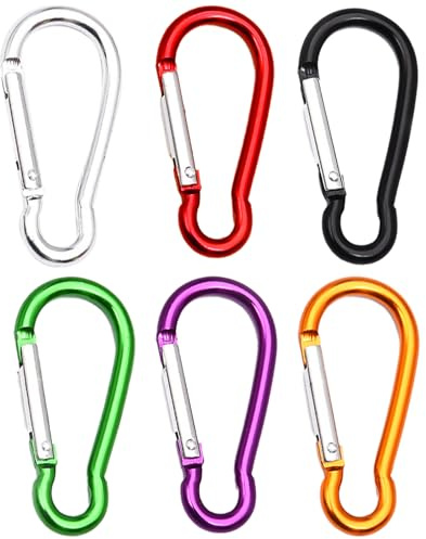6 Pièces 59mm Mousquetons, Aluminium D Forme Mousqueton Mini Mousqueton Micro Multi-Usage Clips Mousquetons Petit Escalade pour l'Extérieur Le Camping La Pêche La Randonnée Le Tourisme à Dos