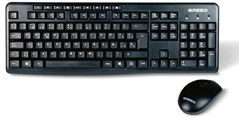 GREED - Set de Teclado + ratón inalámbricos | Radio 2,4 GHz | Distribución QWERTZ | Teclas Multimedia | Keyboard & Mouse - Ordenador | ergonómico & Wireless | numérico de Completo | PC & Portátiles