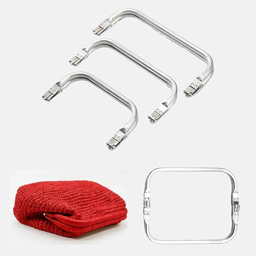 leruiyezs 3 Pezzi Chiusura Borsa Uncinetto,Chiusure Clutch Per Borse Uncinetto in Lega di Alluminio, Design a Forma di U, Misure 16cm, 18cm, 22cm, Manico Interno Comodo, Accessorio per Borse Fai-da-Te