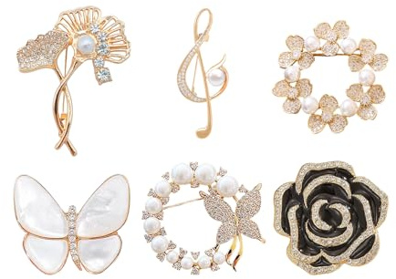 CHROMACRAFT 6 Accesorios De Broche para Mujer, Elementos De Camelia De Perlas De Mariposa, Adornos Exquisitos para Realzar El Temperamento, Adecuados para Sombreros, Vestidos Y Camisas.