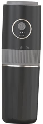 Fxzqgnh Cafetera Portátil con Molinillo Recargable Eléctrico Filtro Tipo Dripper Reutilizable Y Vaso Termo Integrado en Material Pp Y Acero Adecuada para Send, Negro, Individual